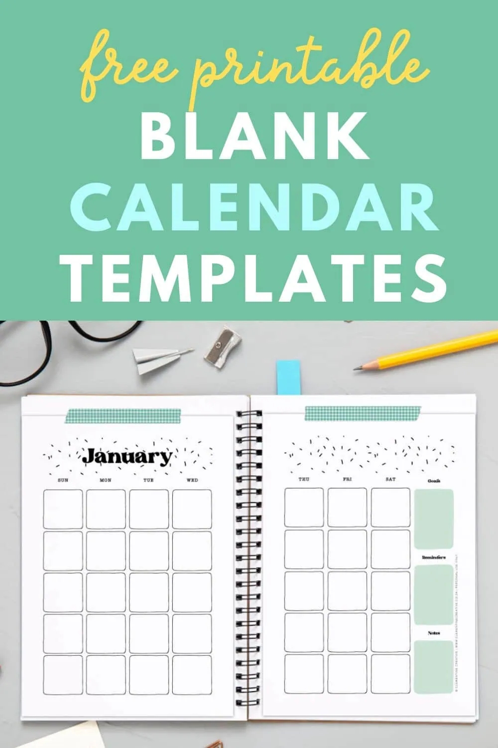 Bullet Journal Monthly Calendar Templates Free Printable PDF Clementine Creative