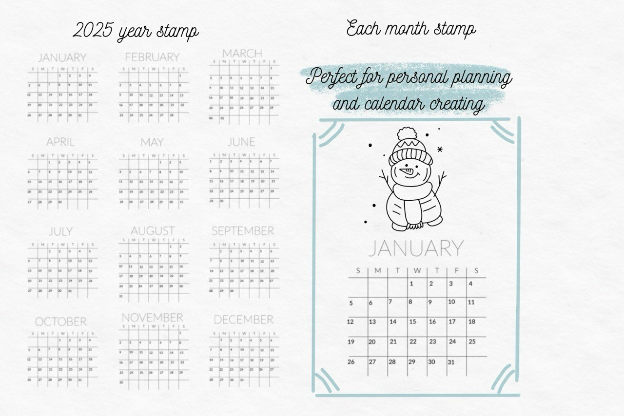 Calendar Grids 2025 Stamps Brushes For Procreate 4445685 