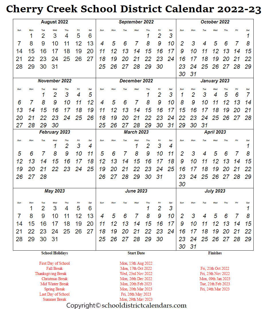 cherry creek district calendar cherry creek district calendar