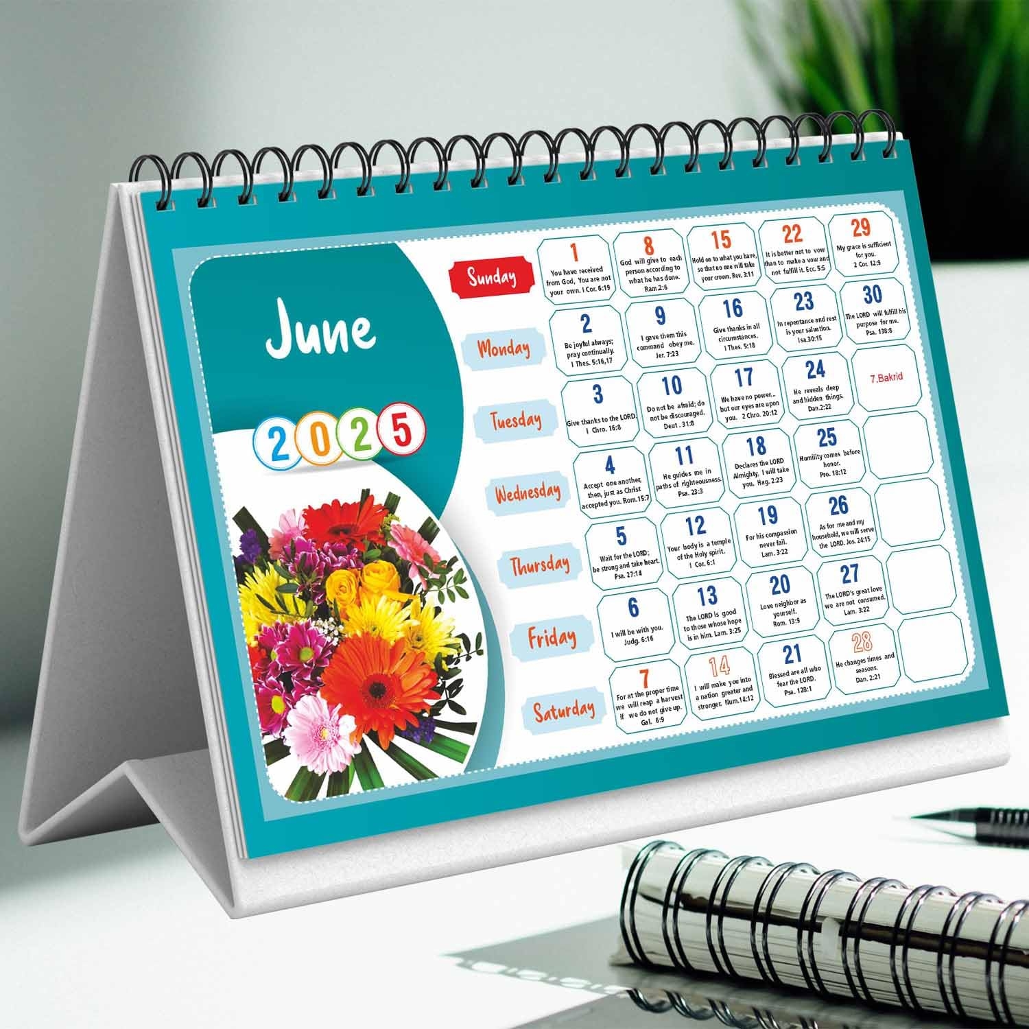 Christian Calendar English Desk Calendar 2025 B5 10x8 Stand Up Table Calendar 2025 Bible Verse Table Calendar English Bible Verses Amazon in Office Products