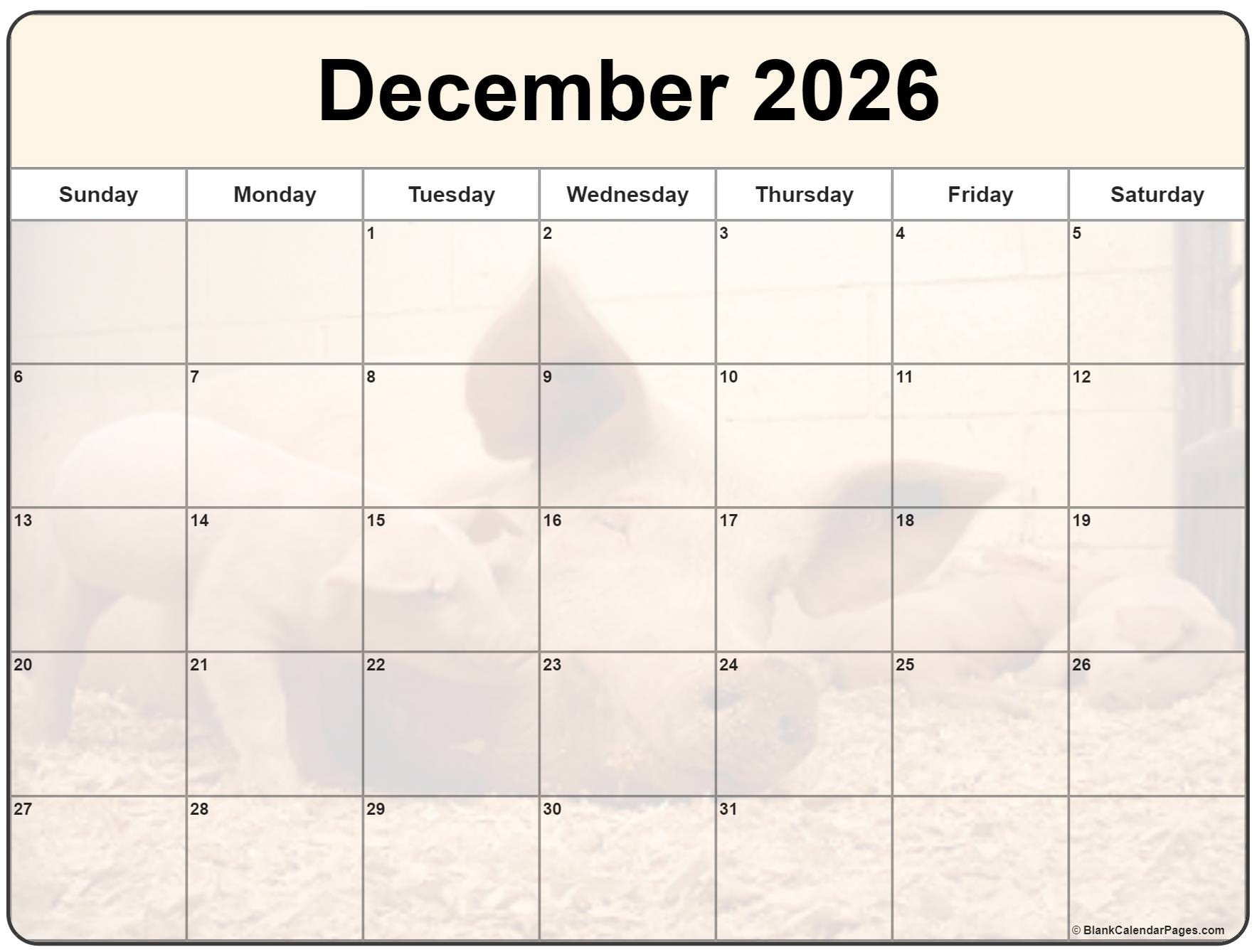 Blank December 2026vertical Calendar Printable