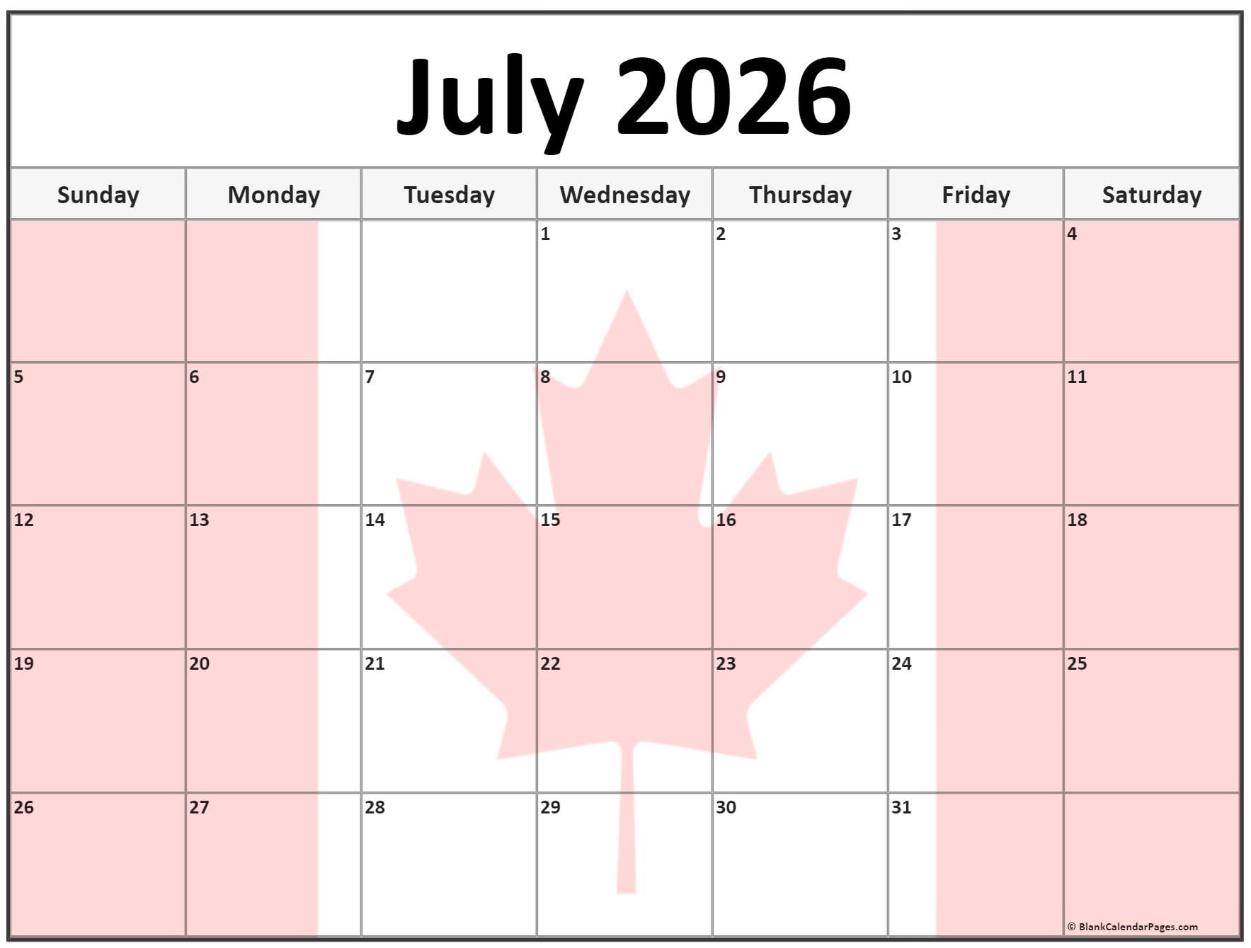 Printable July August 2026 Calendar