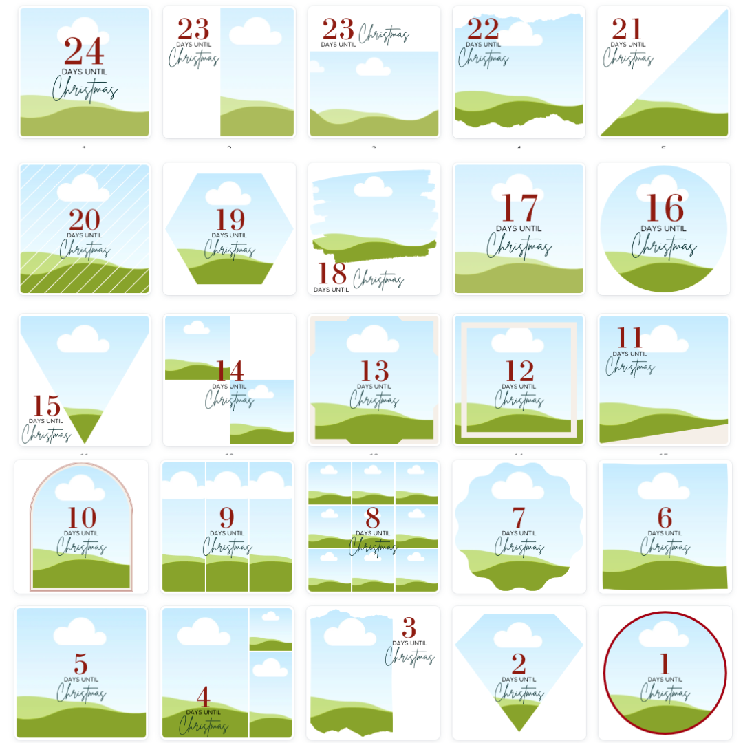 Countdown Calendar Clearance 24 Days Christmas Countdown Calendar Canva Templates 