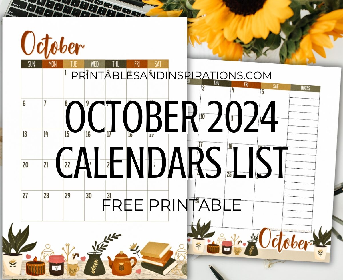 October Calendar Free Printable