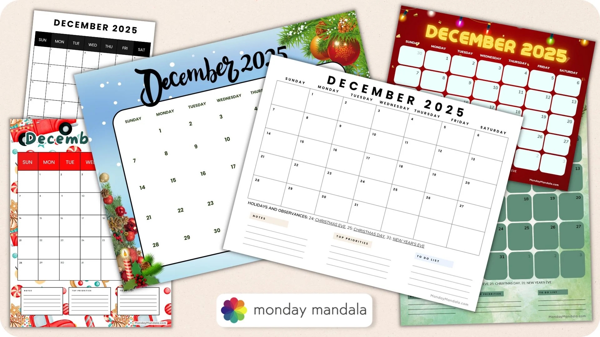 Printable December 2025 Calendar Free