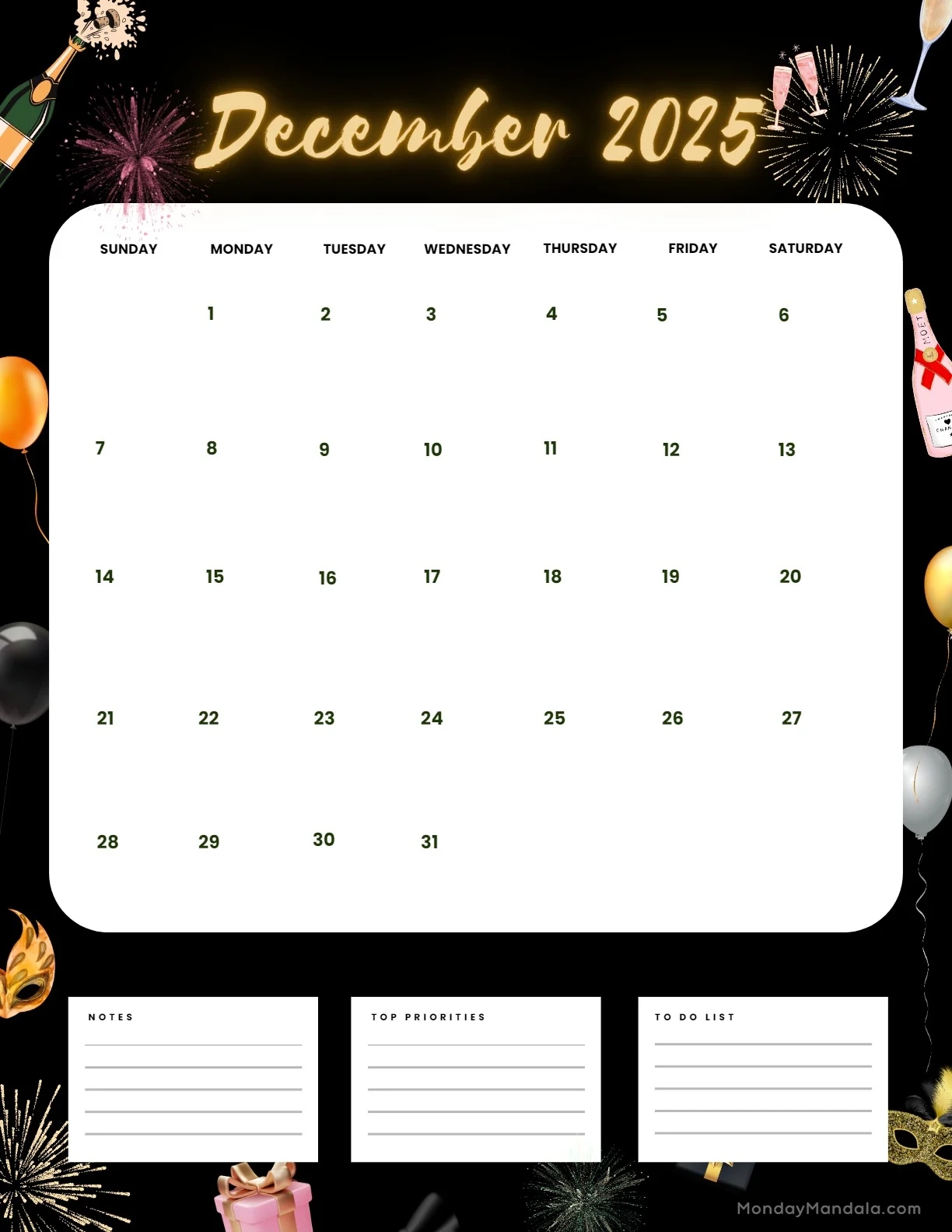 Cute December 2025 Printable Calendar Cute December 2025 Printable Calendar