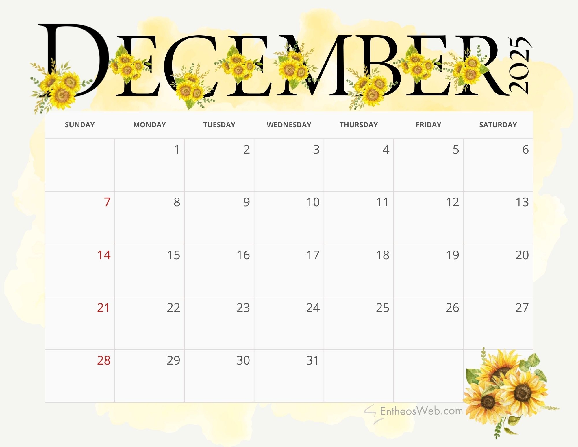 December 2025 Calendar Printables EntheosWeb December 2025 Calendar Printables EntheosWeb