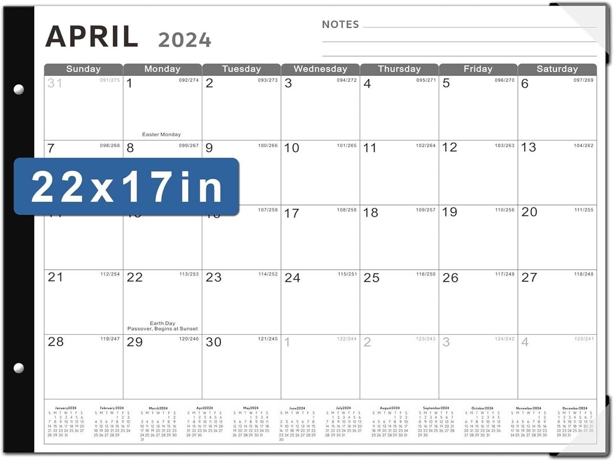 Desk Calendar 2024 2025 Large 22x17 18 Months Runs From April 2024 To Grey EBay