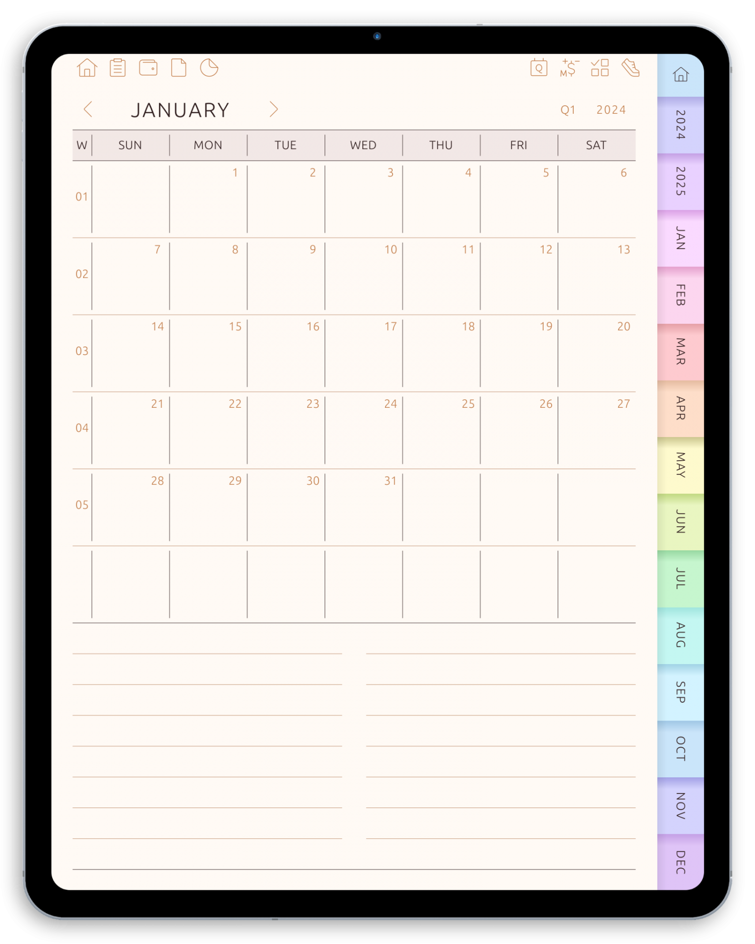 download 2025 2030 monthly calendar 5 years for goodnotes ipad etc