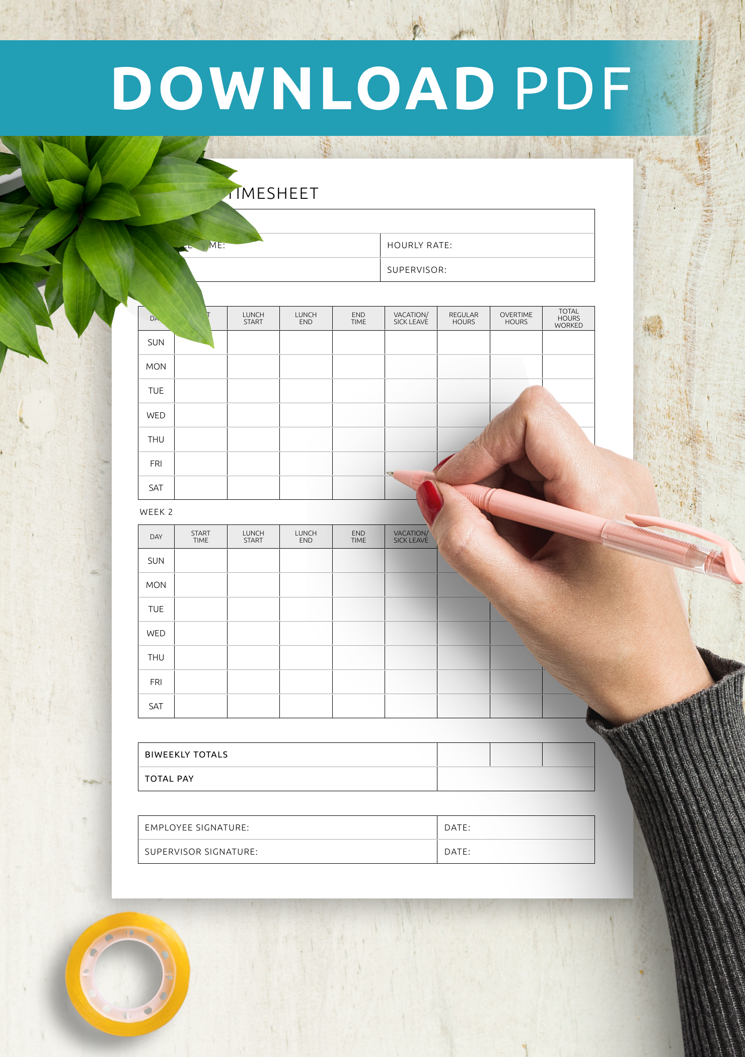 Printable Bi Weekly Calendar