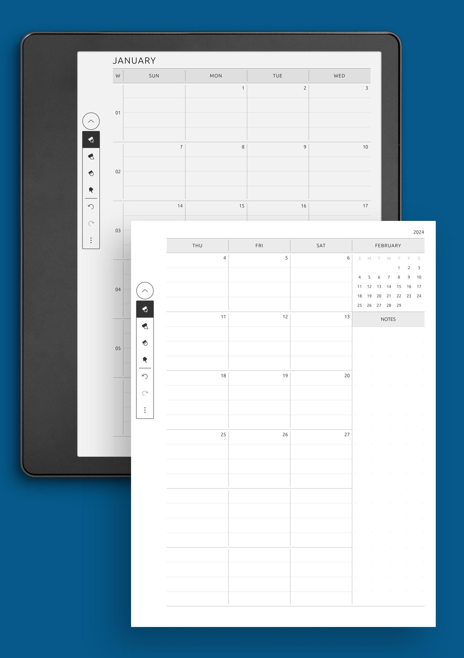 Download Printable Two Page Lined Monthly Calendar PDF