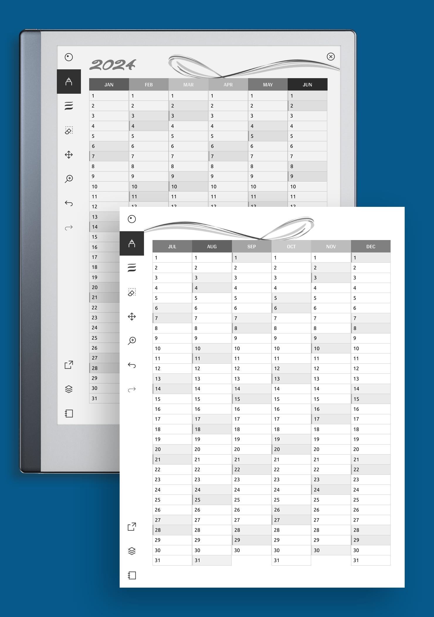 download printable two pages vertical calendar pdf