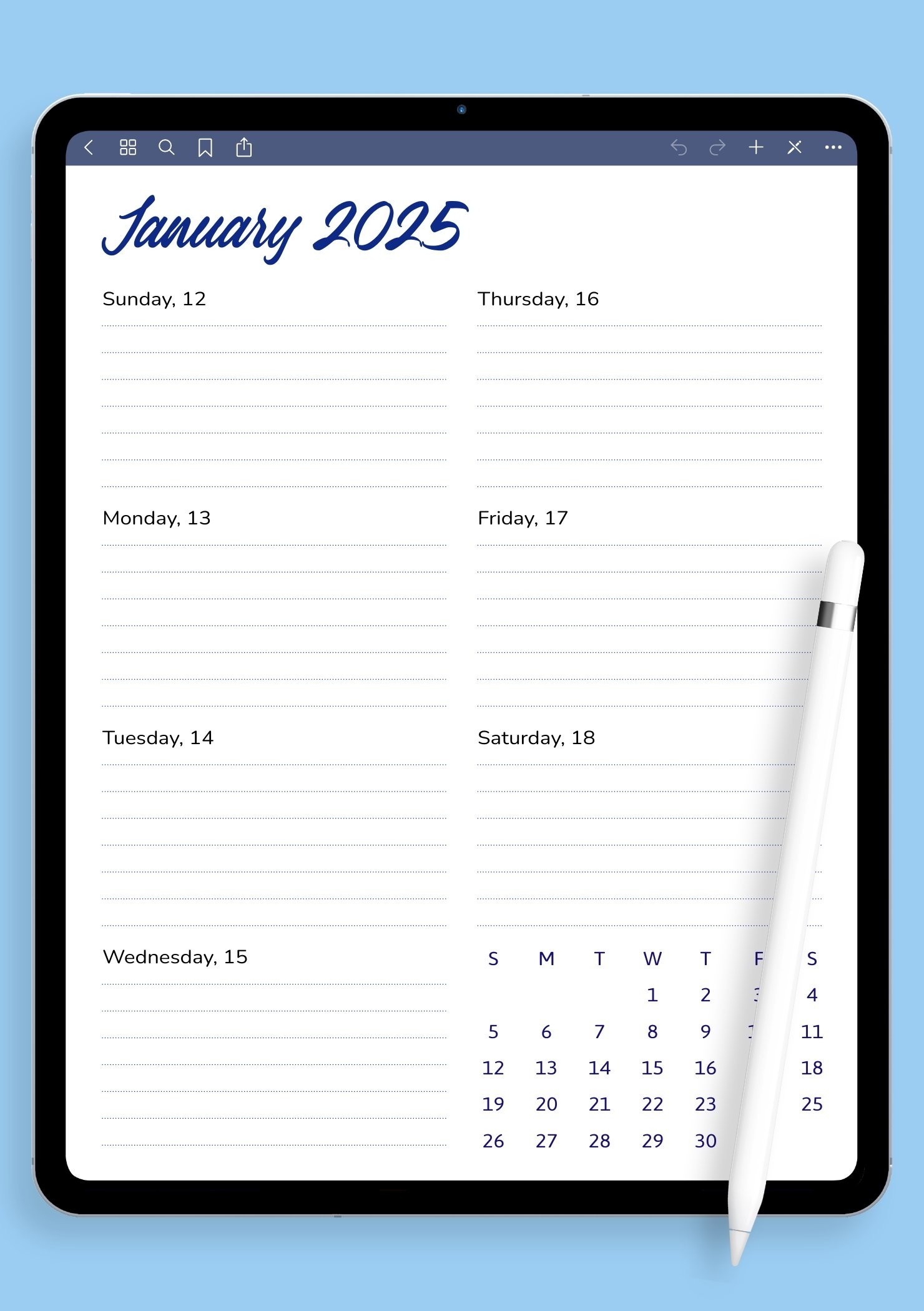 Download Printable Weekly Calendar Template PDF