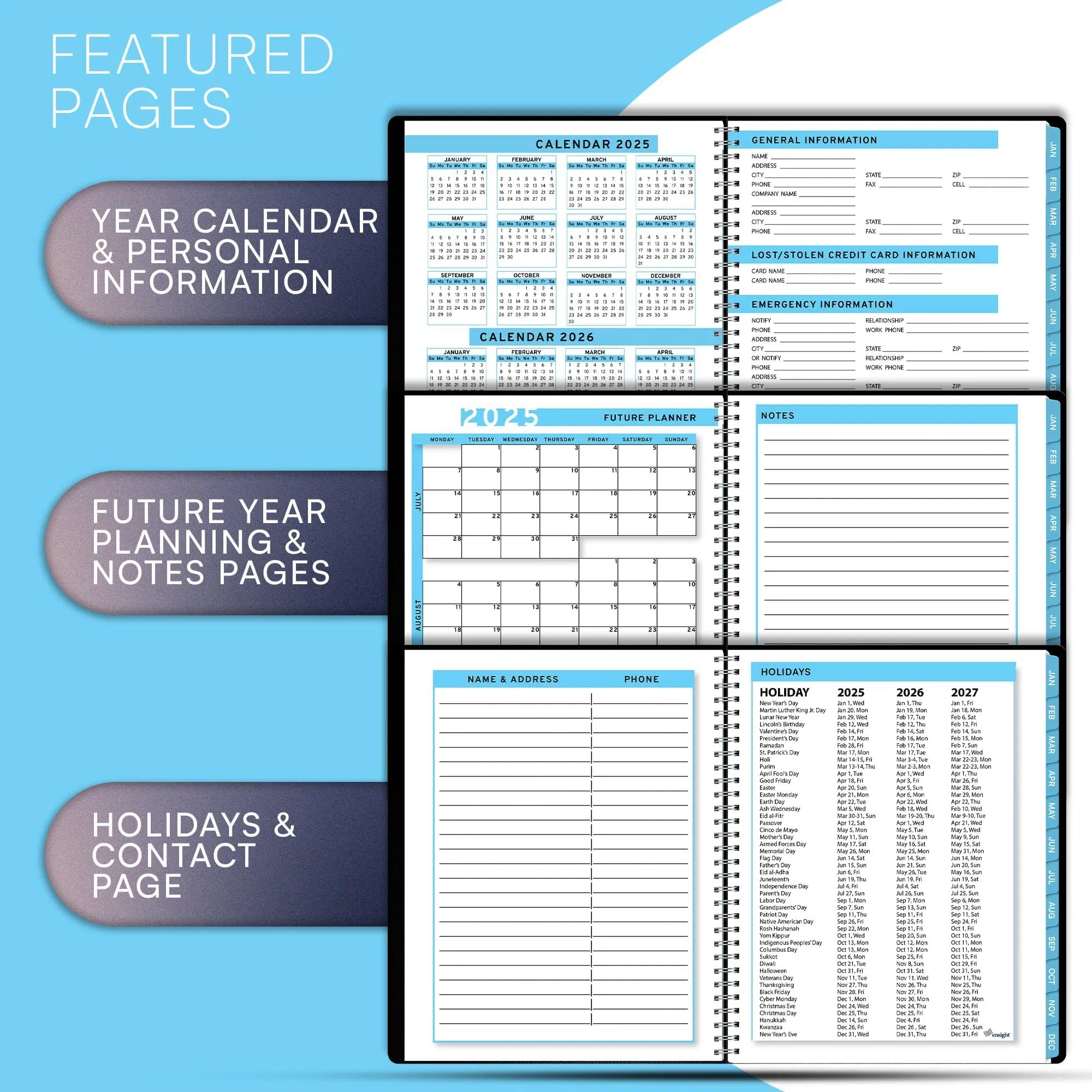 Dropship 2025 Appointment Book Blue Planner 8 5 X 11 Inch Large Tabbed Daily Hourly Weekly Planner Calendar Schedule Book 15 Minute Time Slots Business Personal Planner Jan 2025 Dec 2025