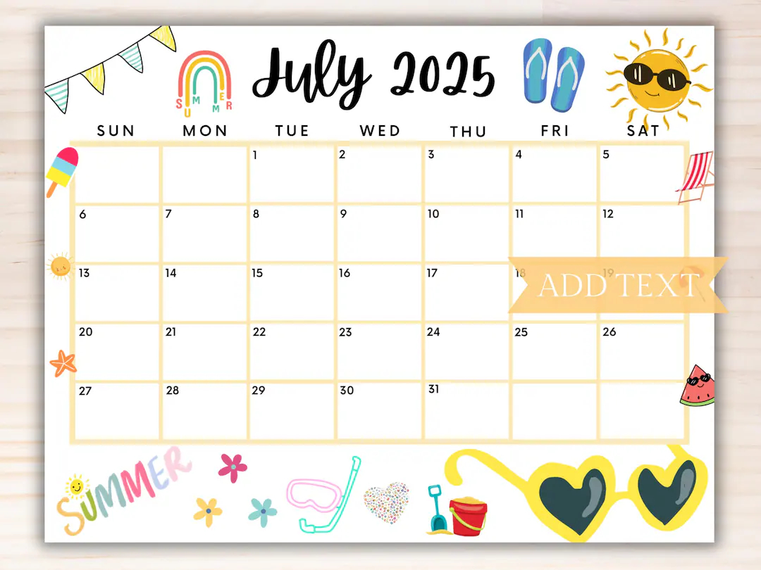 Calendar 2025 Free Printable July