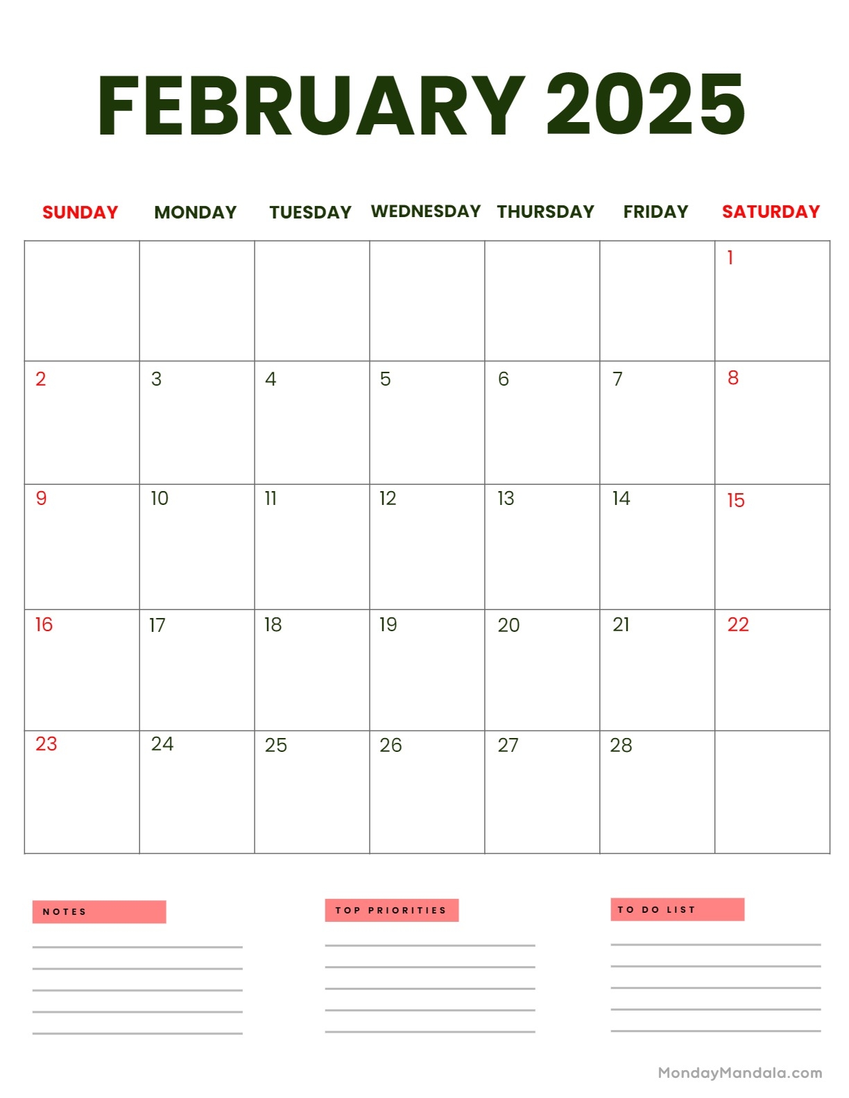 February 2025 Calendar 52 Free PDF Printables 