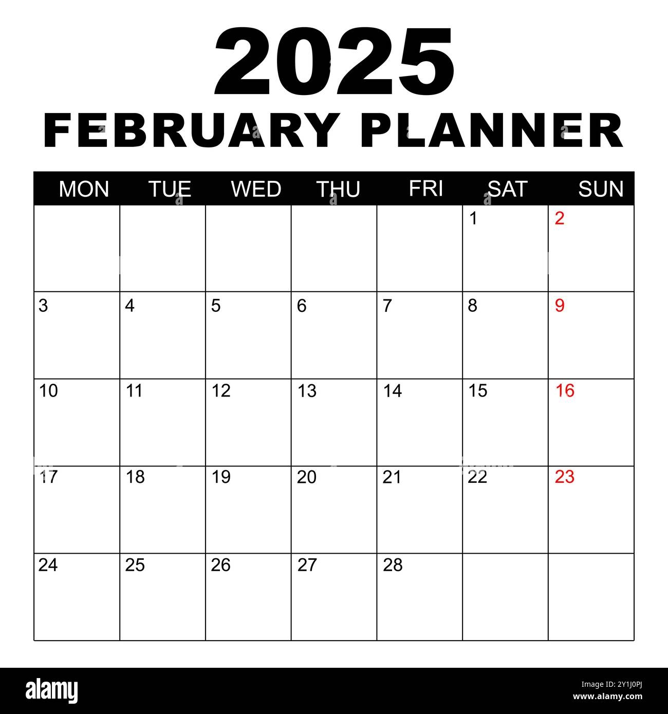 2025 Mon Through Fri Printable Calendar