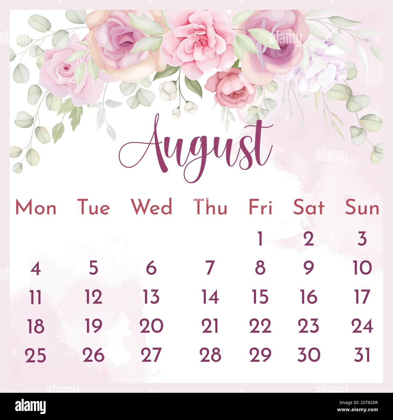 Floral Calendar Stock Vector Images Alamy
