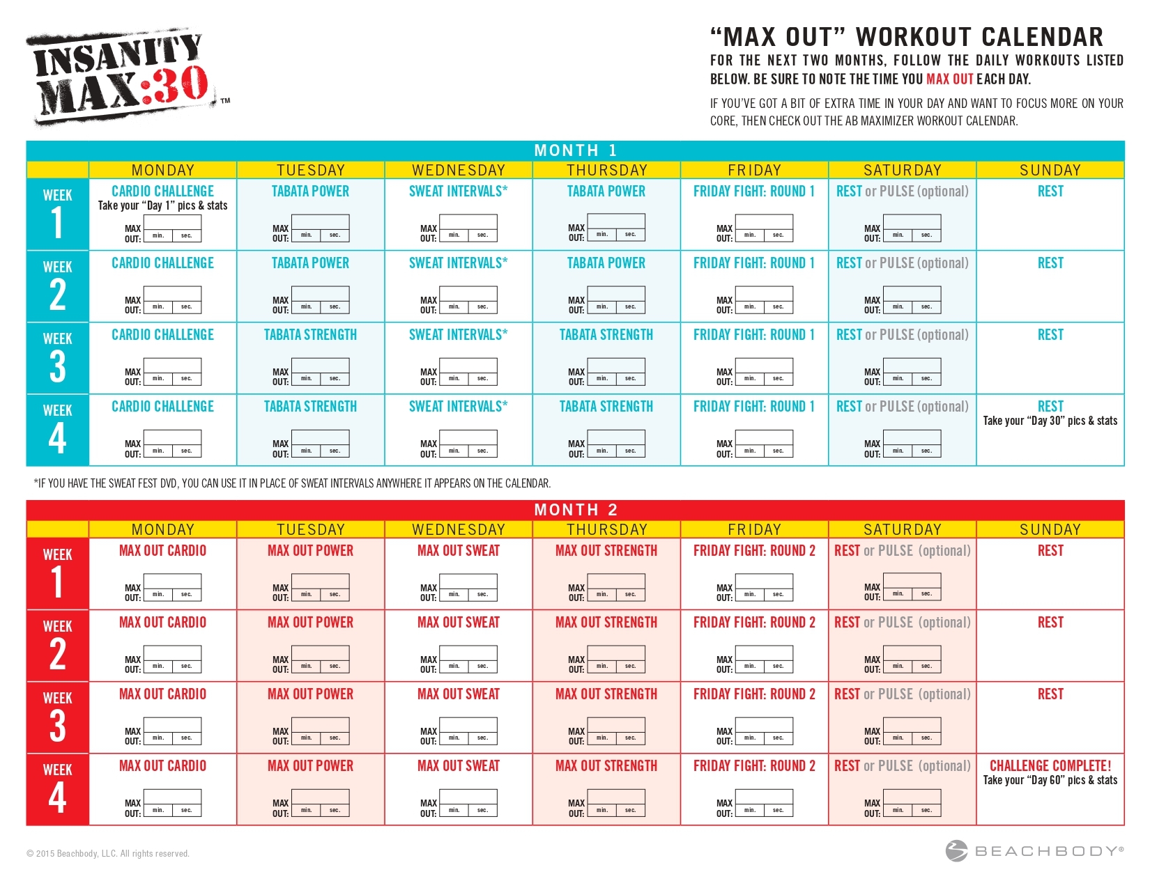 Follow These INSANITY Workout Calendars And Try A FREE Sample Workout BODi