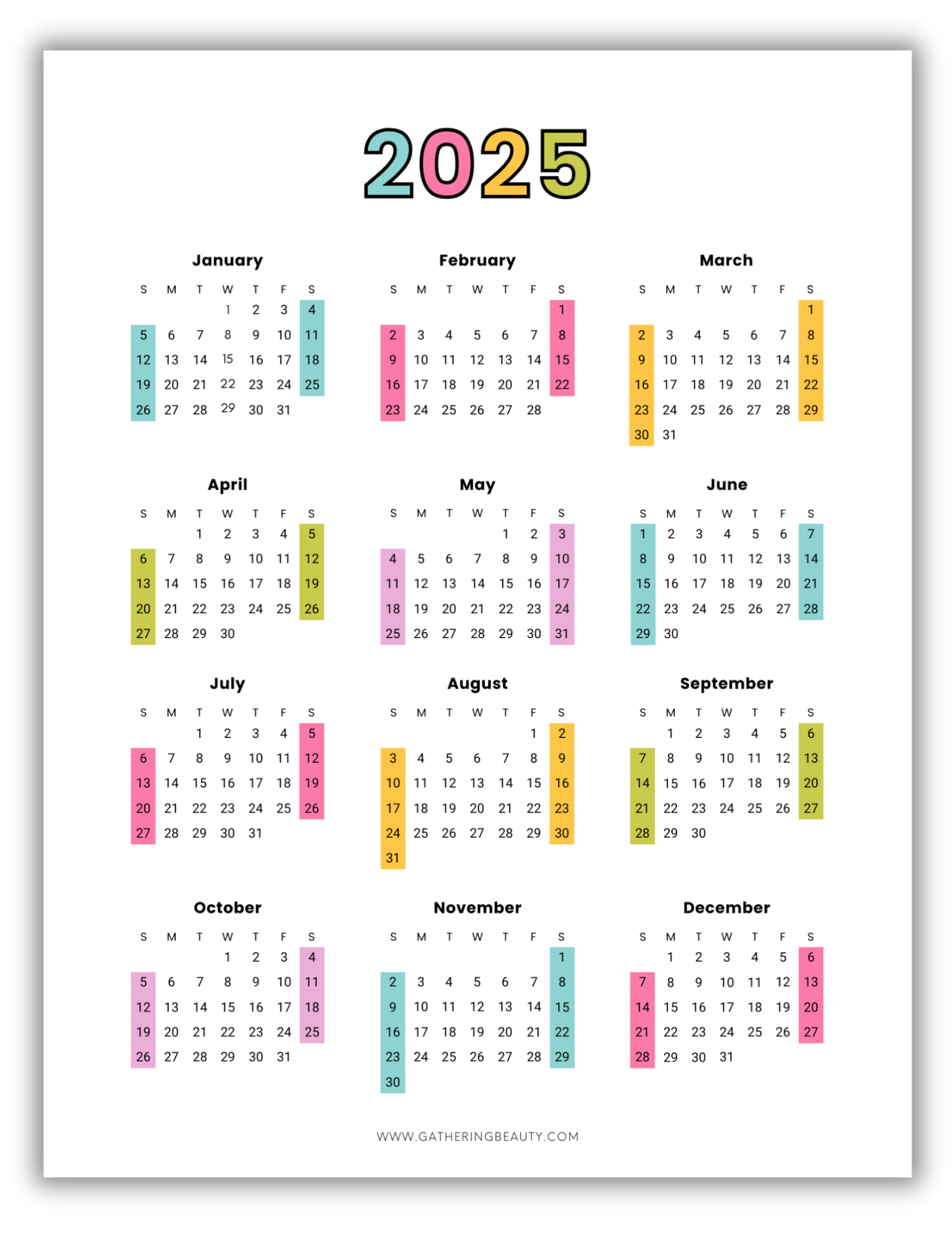 free 2025 printable calendar one page gathering beauty free 2025 printable calendar one page gathering beauty