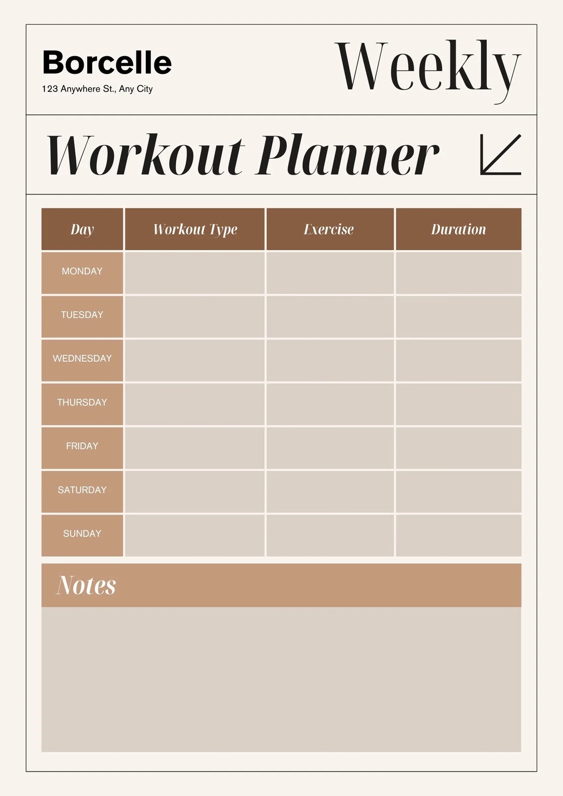Free And Customizable Workout Templates