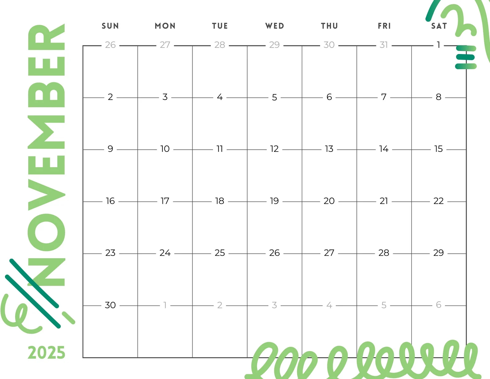 free and printable november 2025 calendar templates canva