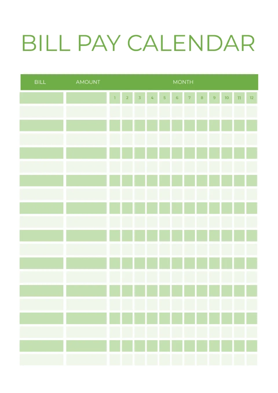 Free Bill Pay Calendar Template For Google Docs