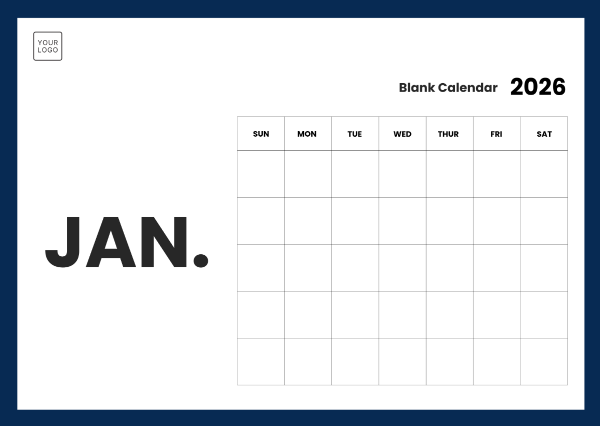 Free Blank Free Printable Calendar 2026