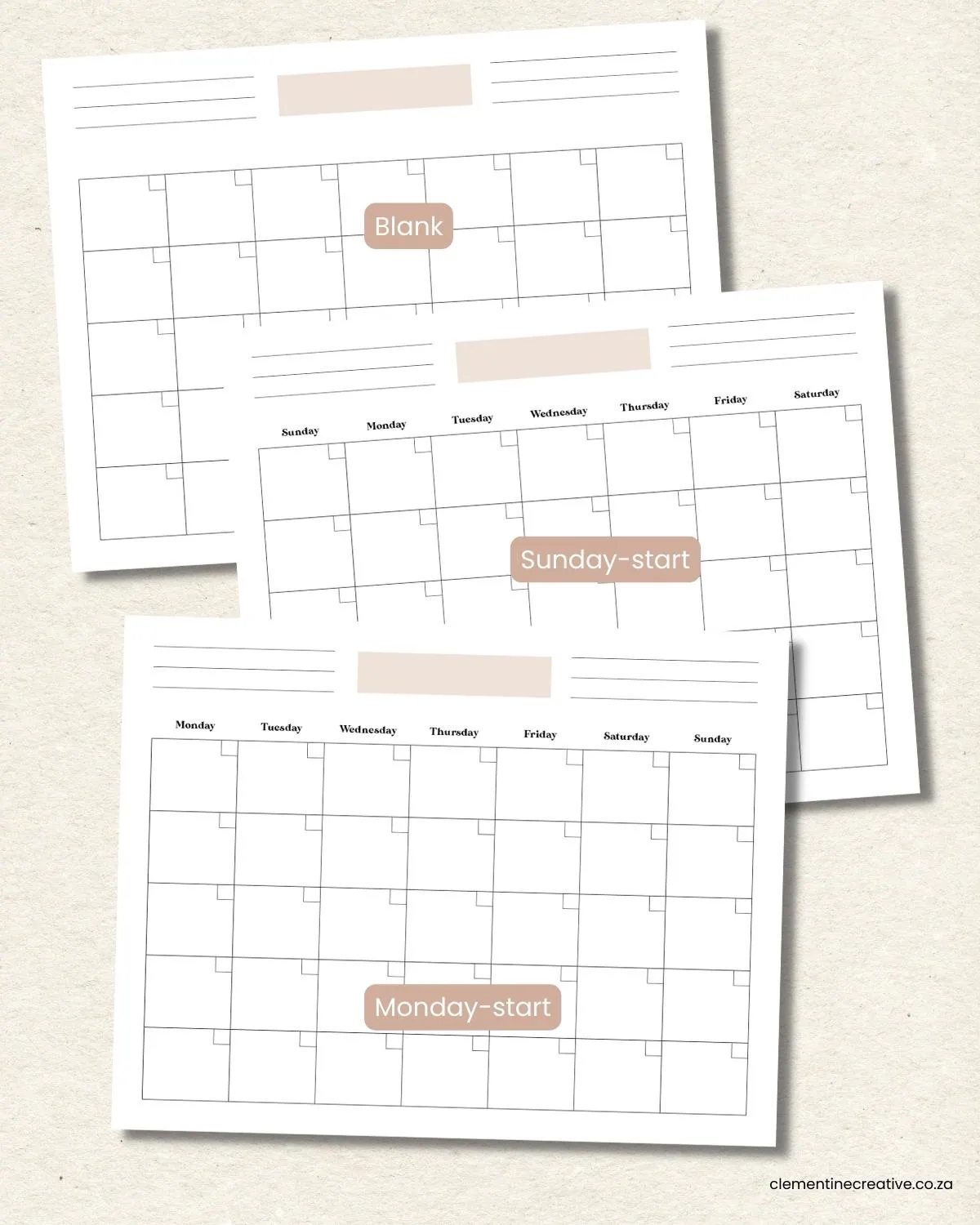 Free Blank Printable Monthly Calendar Templates Clean Design Easy To Print Clementine Creative