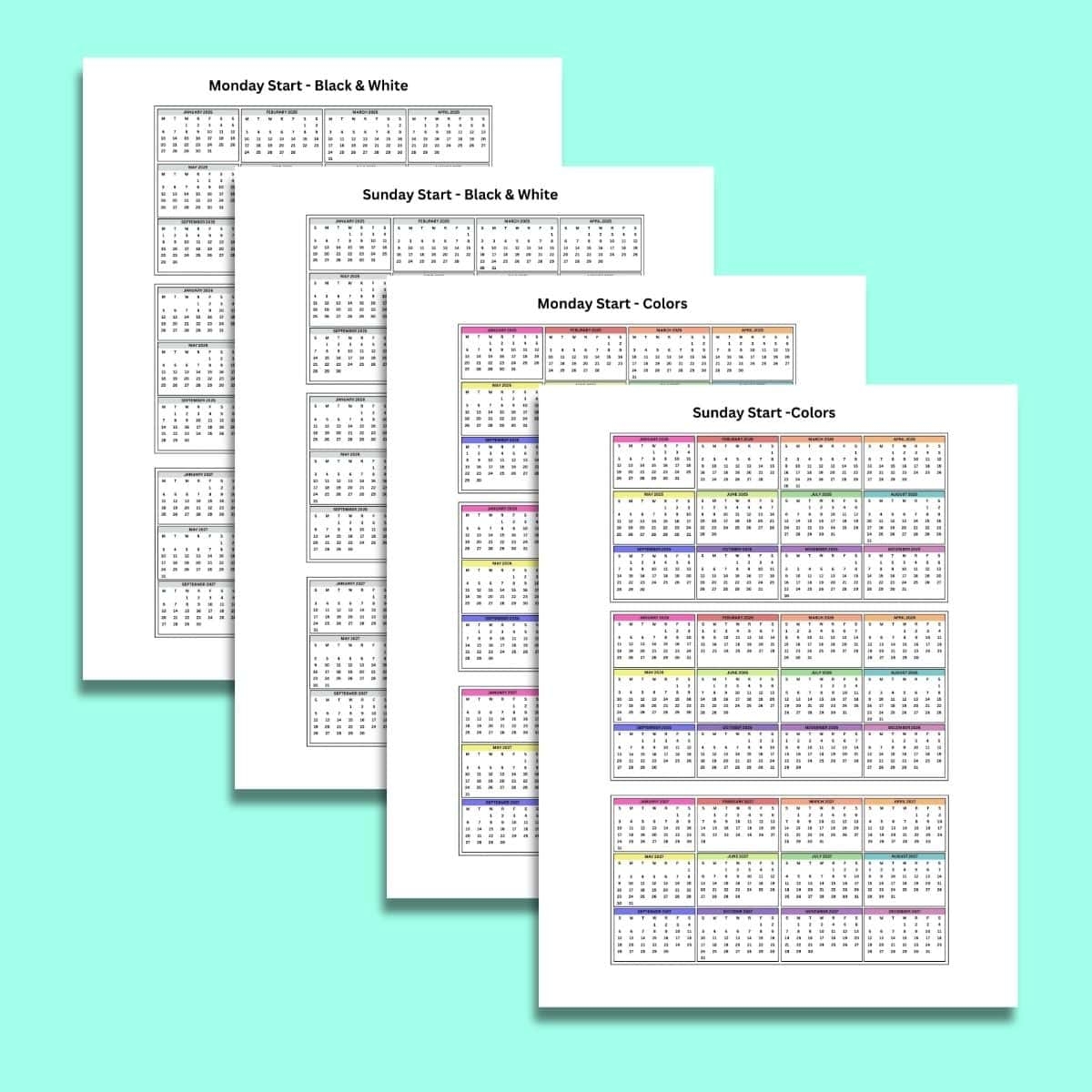 free checkbook calendar printable 2025 2026 2027