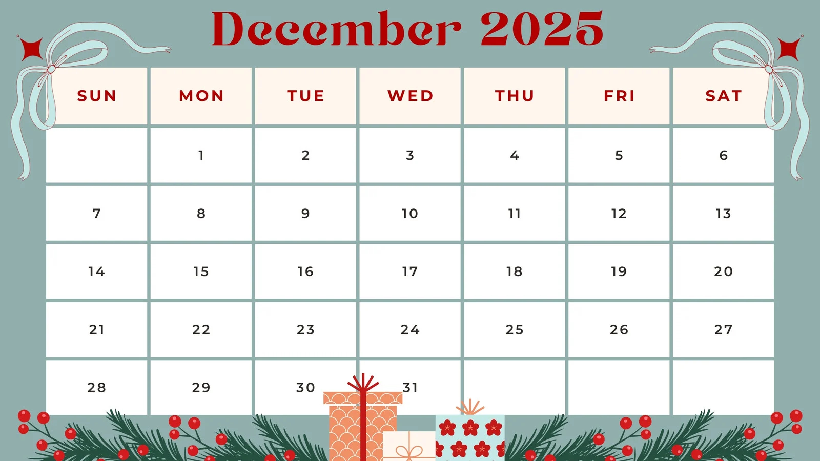 free custom printable christmas calendar templates canva