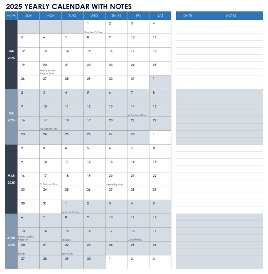 free excel calendar templates