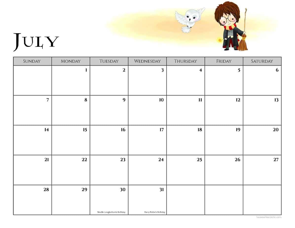 Free Harry Potter 2019 Printable Calendar Housewife Eclectic Free Harry Potter 2019 Printable Calendar Housewife Eclectic