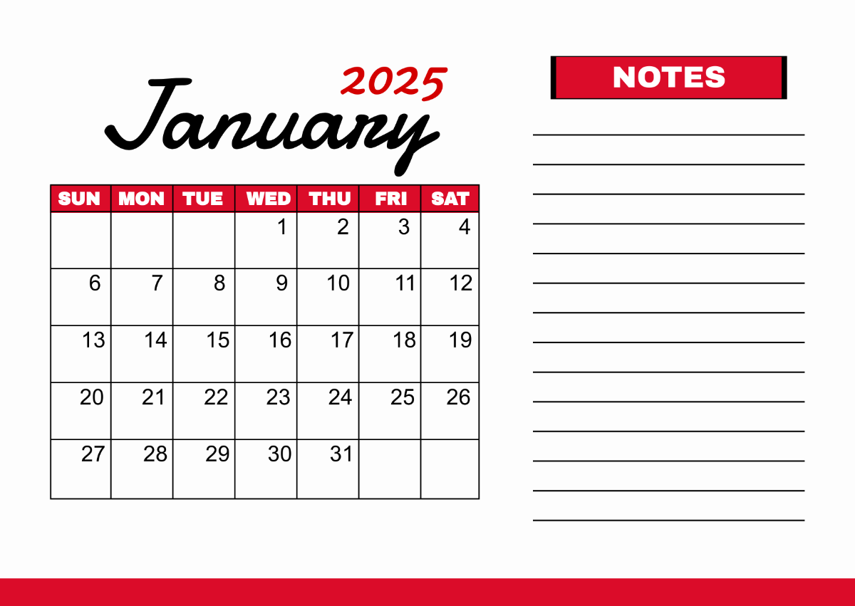 Free January Calendar 2025 Templates Editable And Printable