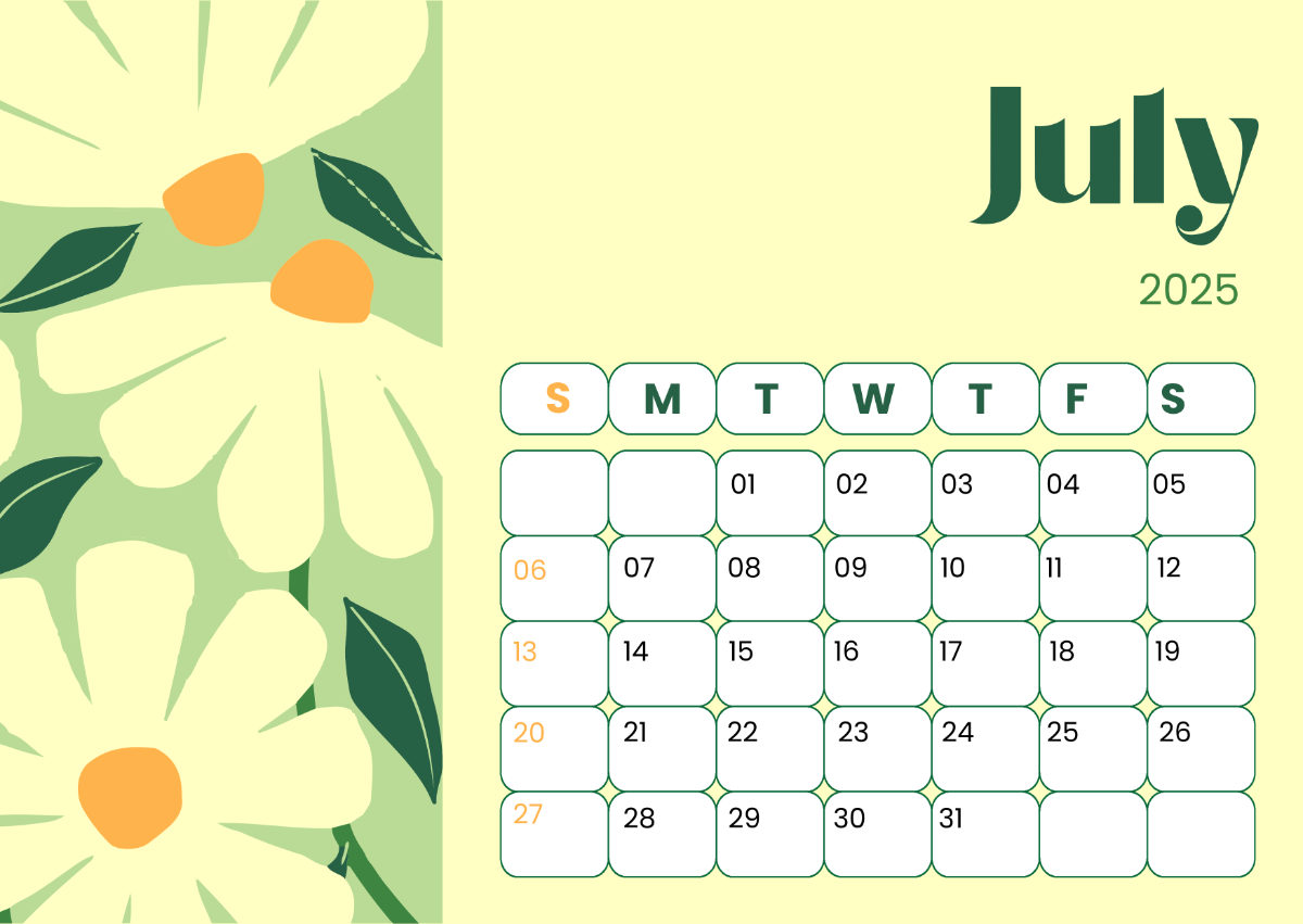July 2025 Printable Calendar Free