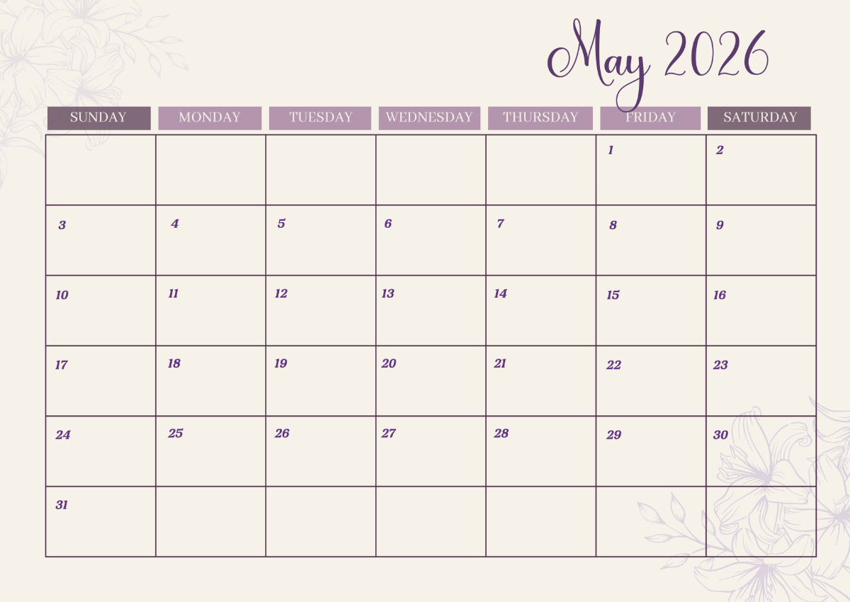 Printable Calendar May 2026
