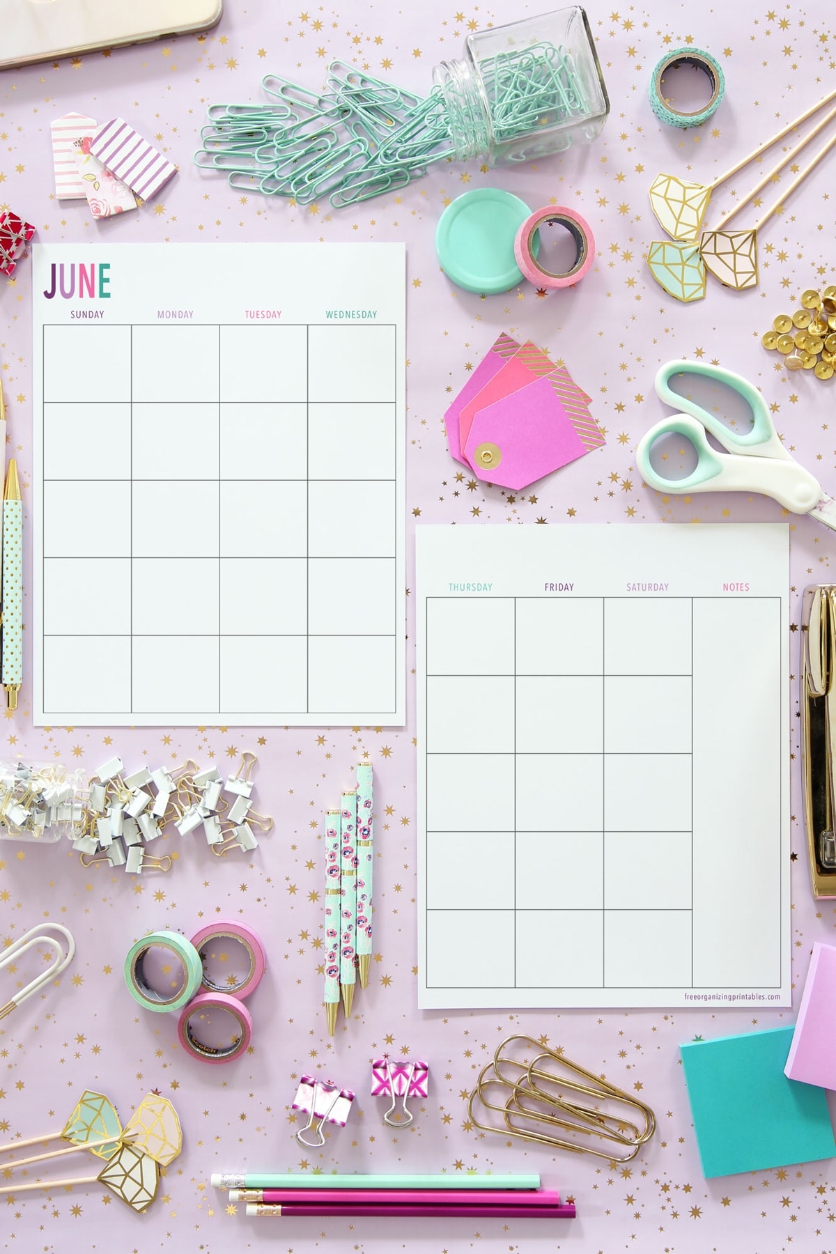 Printable 2 Page Monthly Calendar