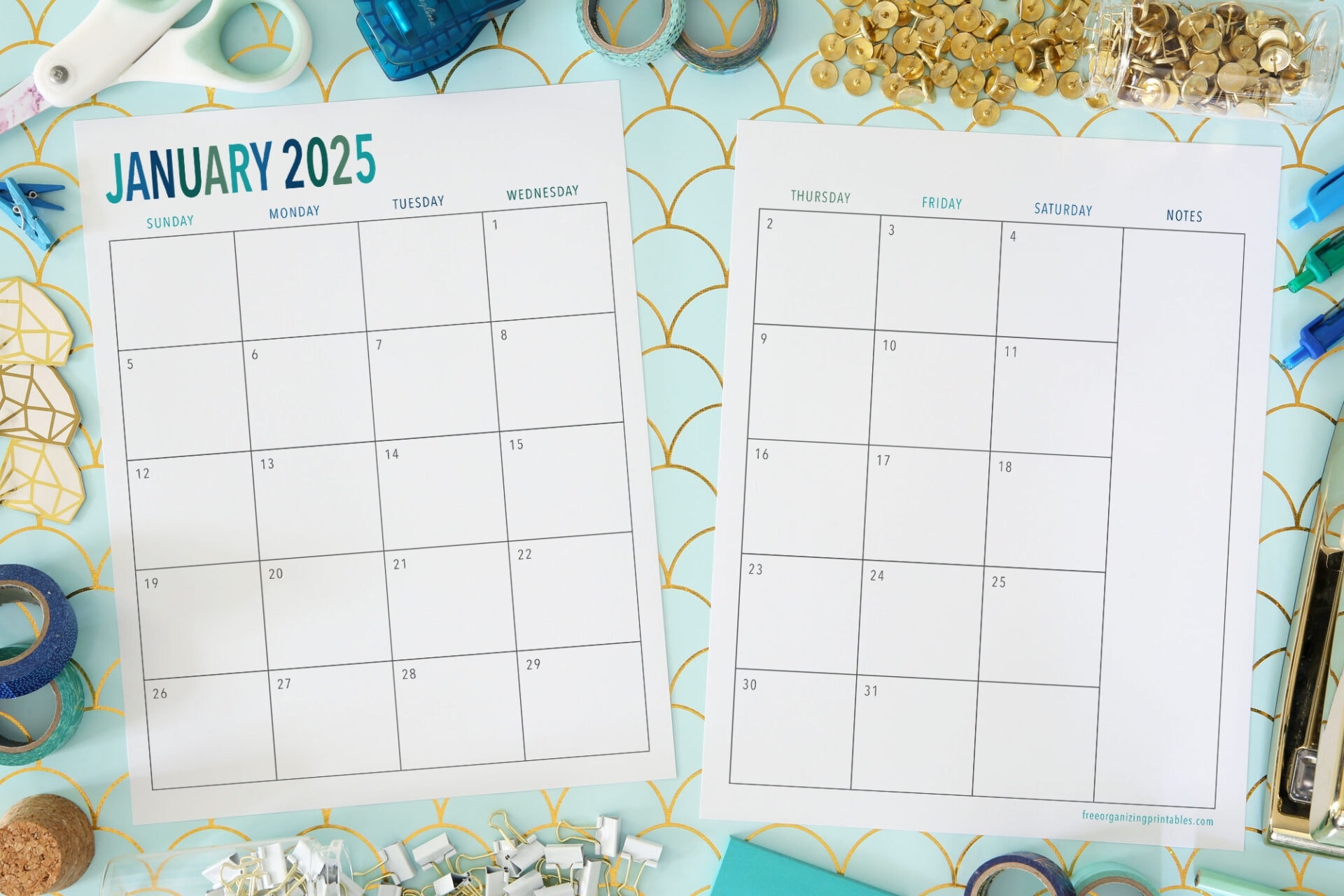 Printable Monthly Calendar 2025 Free