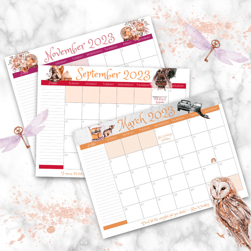 Free Printable 2023 Wizard Magic Harry Potter Themed Calendar Carrie Elle Free Printable 2023 Wizard Magic Harry Potter Themed Calendar Carrie Elle