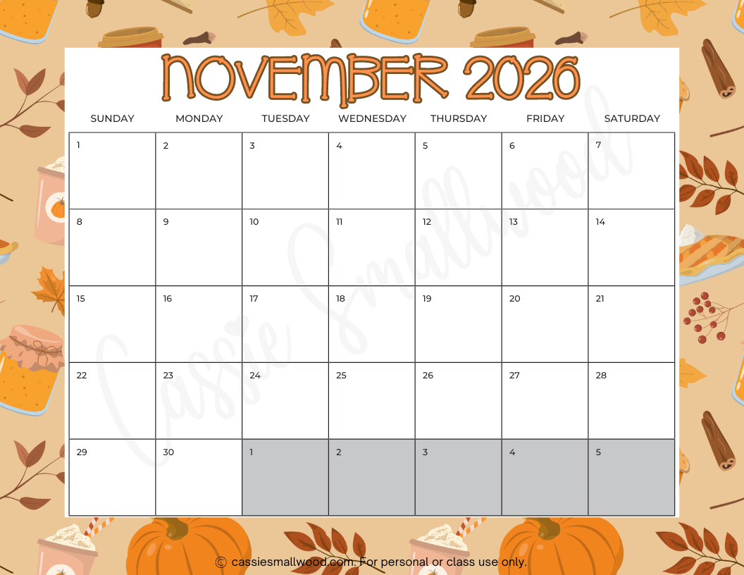 November 2026 Blank Printable Calendar
