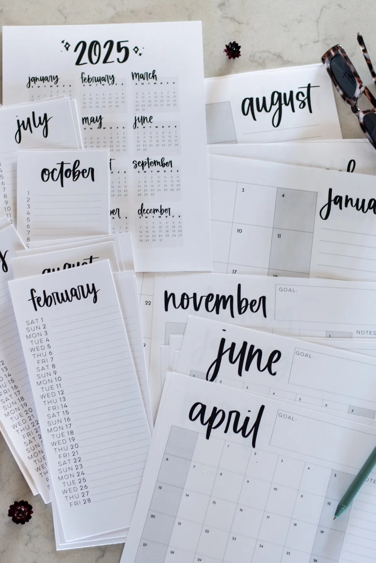 Free Printable 2025 Calendar Brush