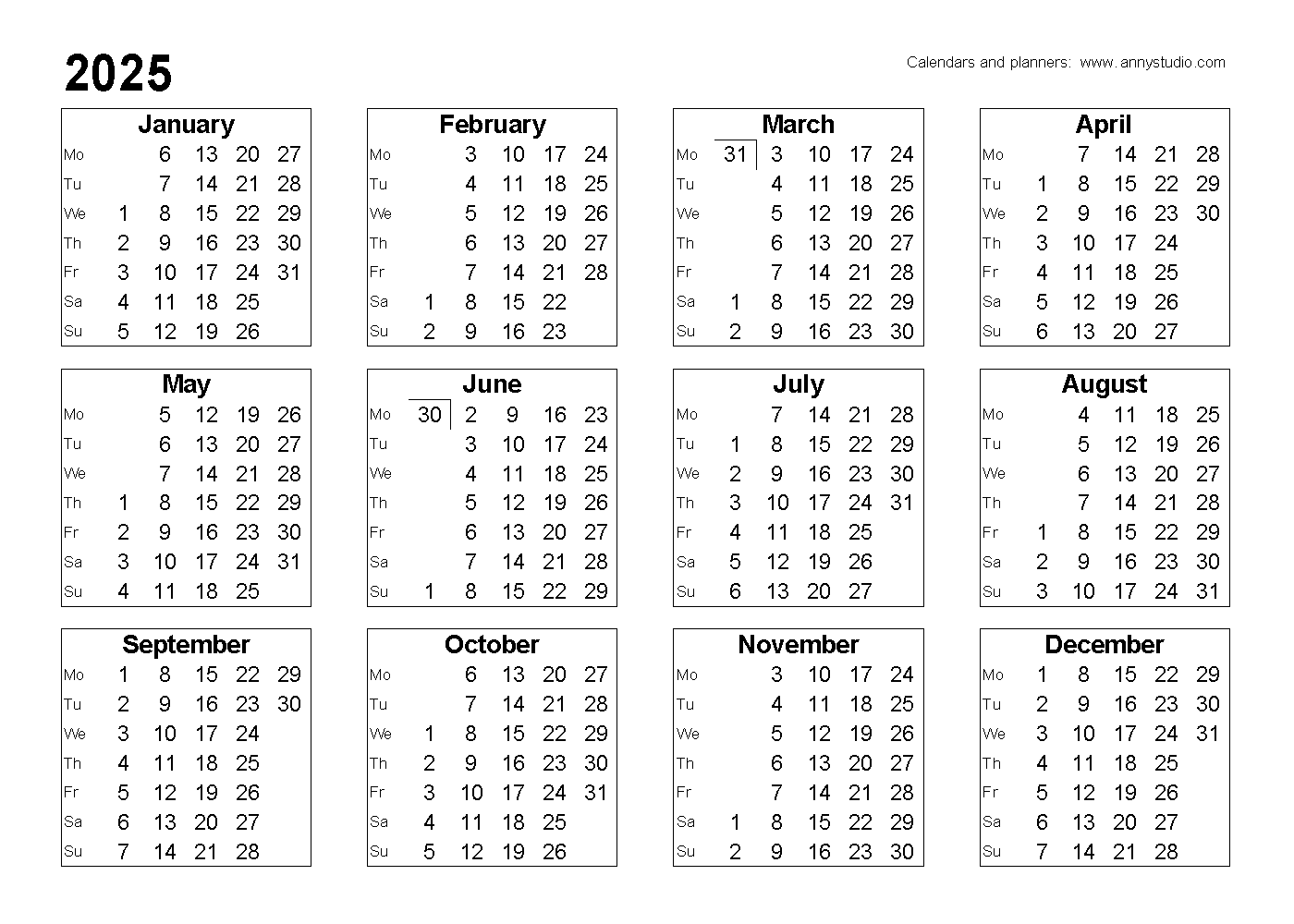 free printable calendars and planners 2025 2026 and 2027