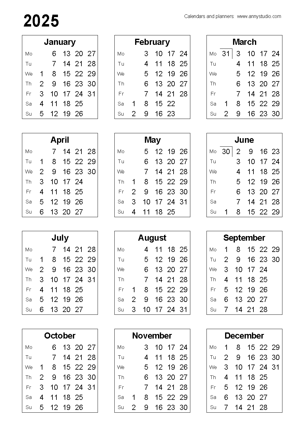 free printable calendars and planners 2025 2026 and 2027