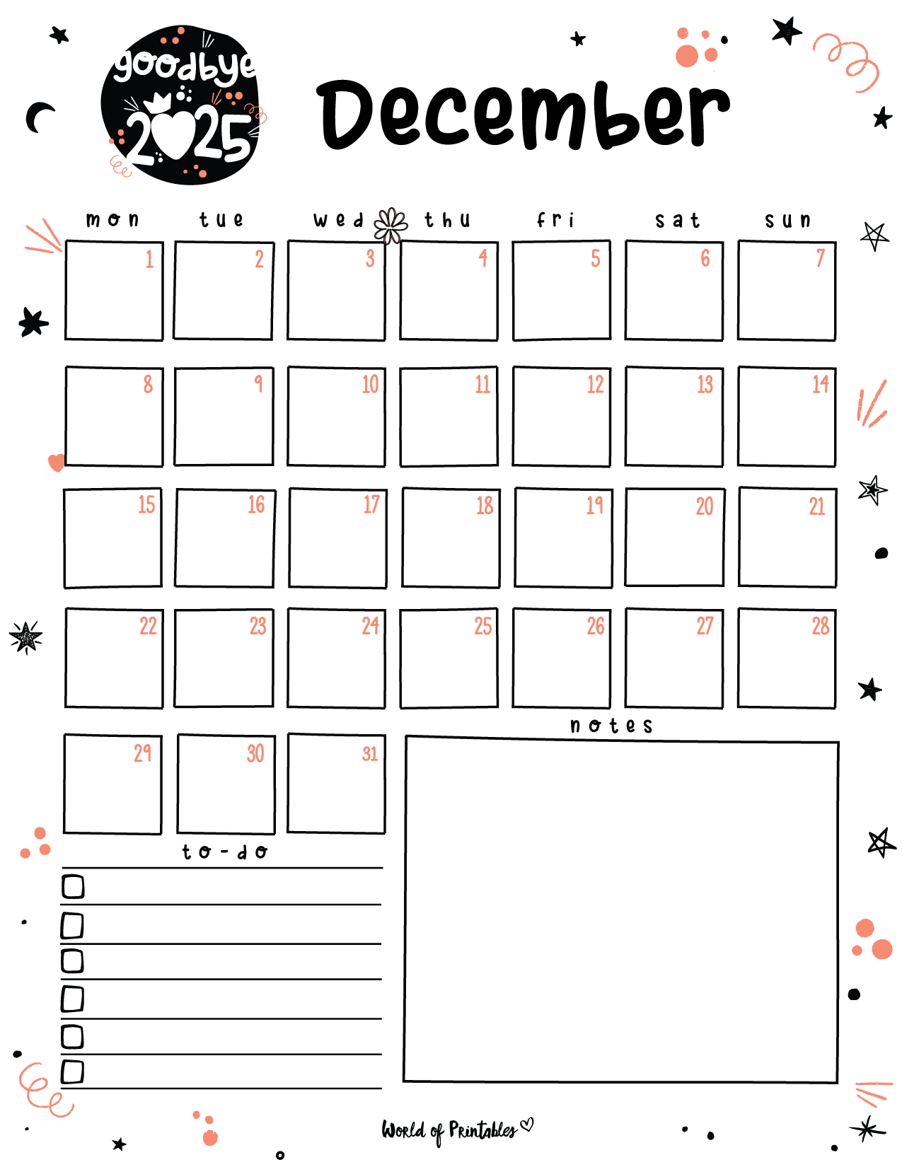 Free Printable December 2025 Planners World Of Printables Free Printable December 2025 Planners World Of Printables