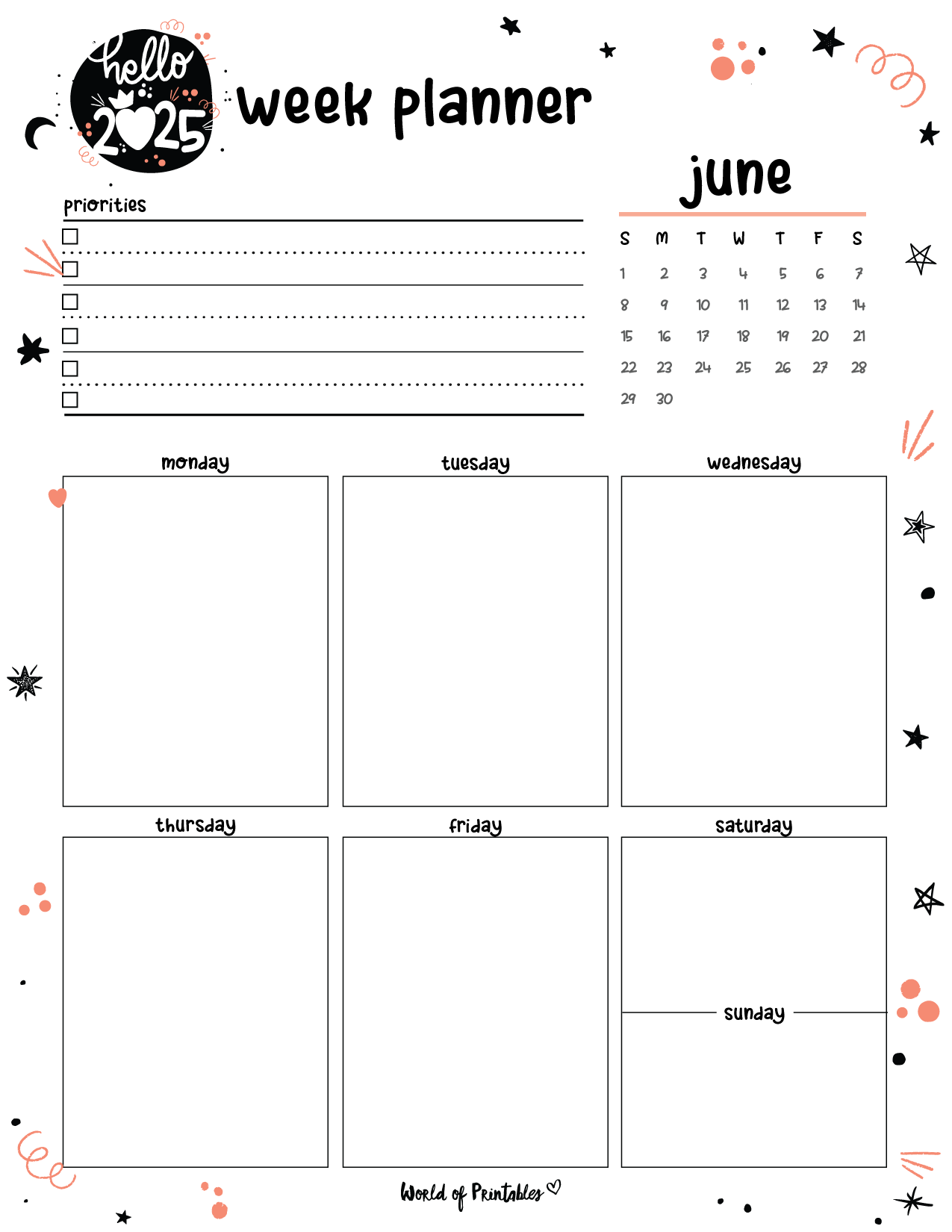 free printable june 2025 planners world of printables