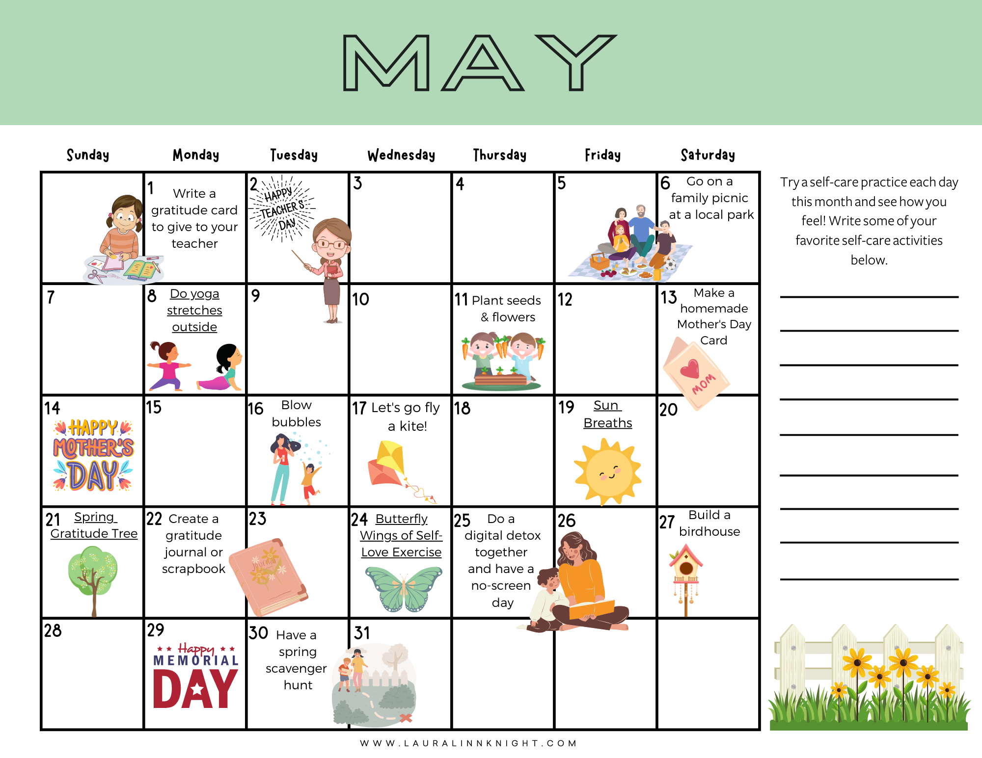 Printable Children's Calendar