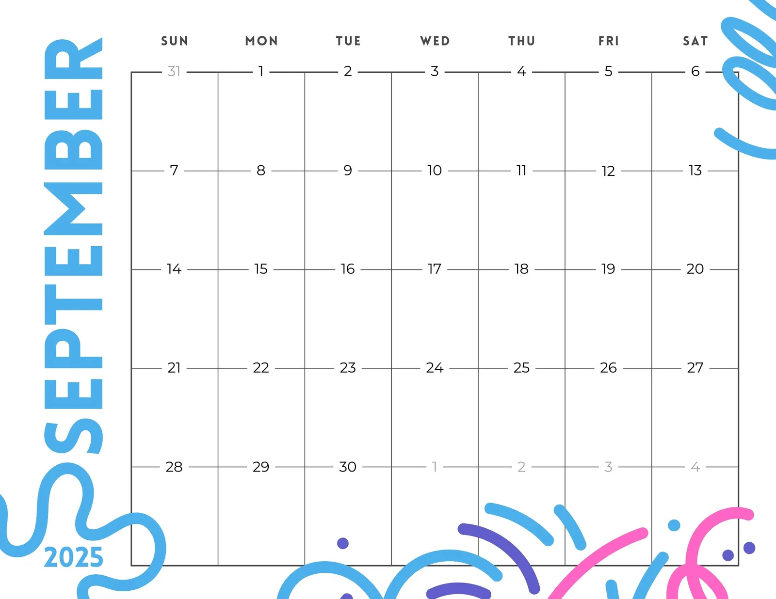 Printable Calendar 2025 September