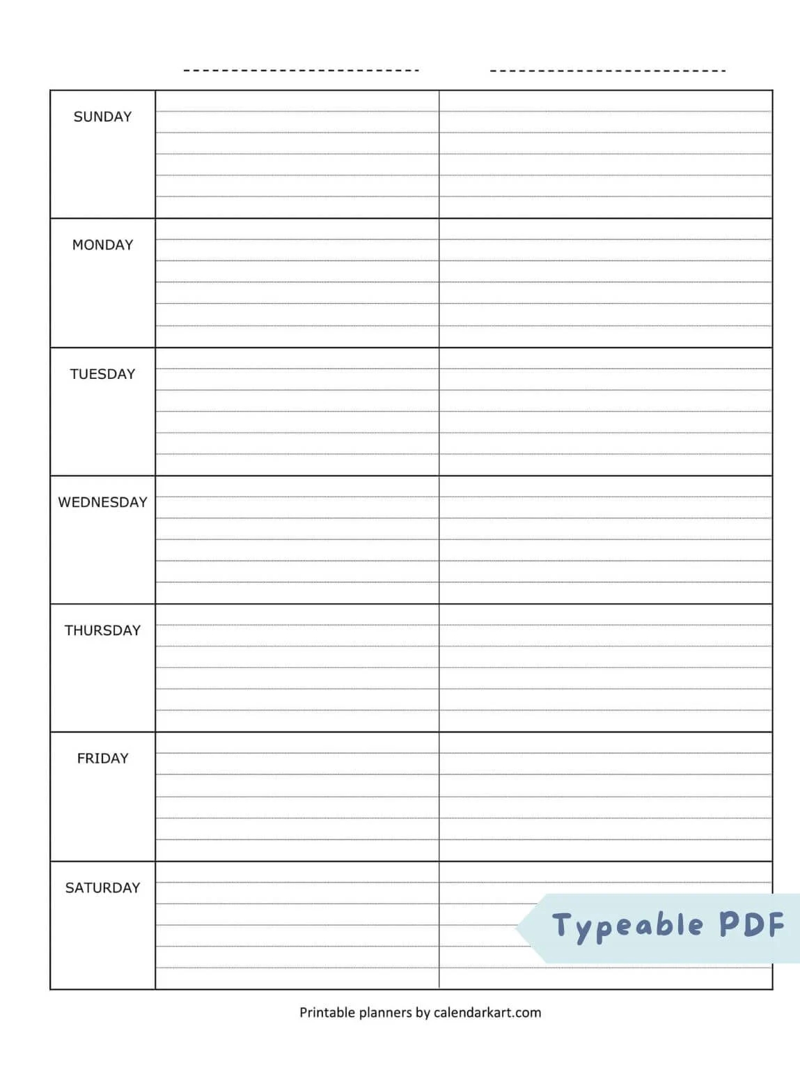 Free Printable Weekly Planner Templates CalendarKart
