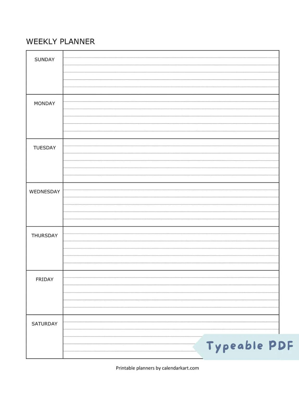 Weekly Calendar Printable Pdf