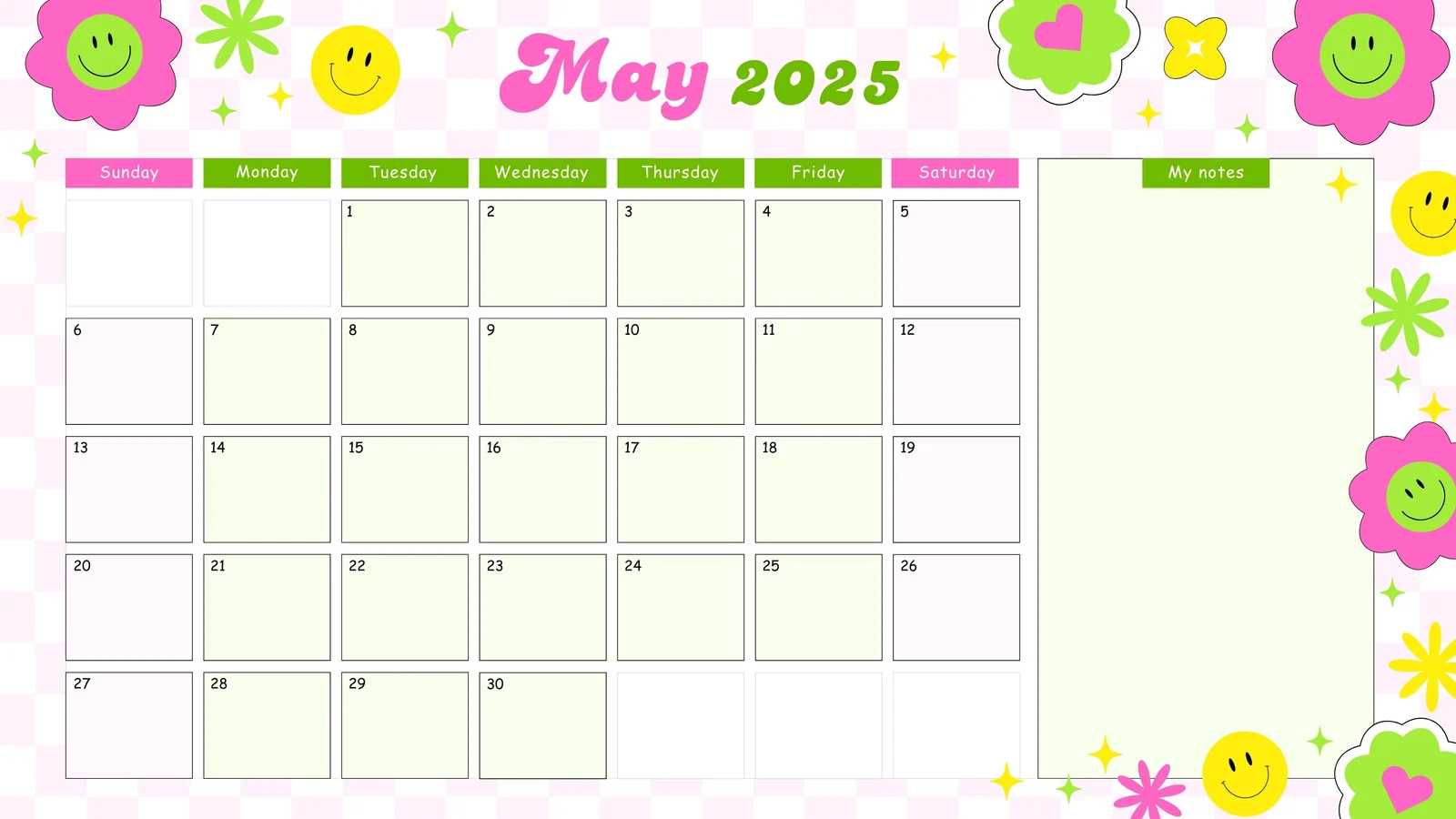 Printable Writable Calendar 2025